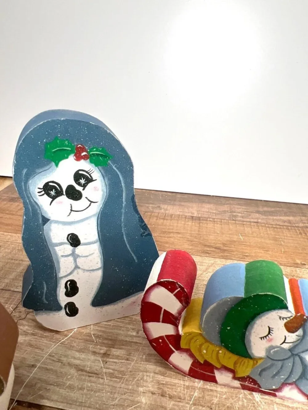 Nativity Scene Hand-Painted Wooden Snowman Figures Holiday Décor Set - 7 Pieces